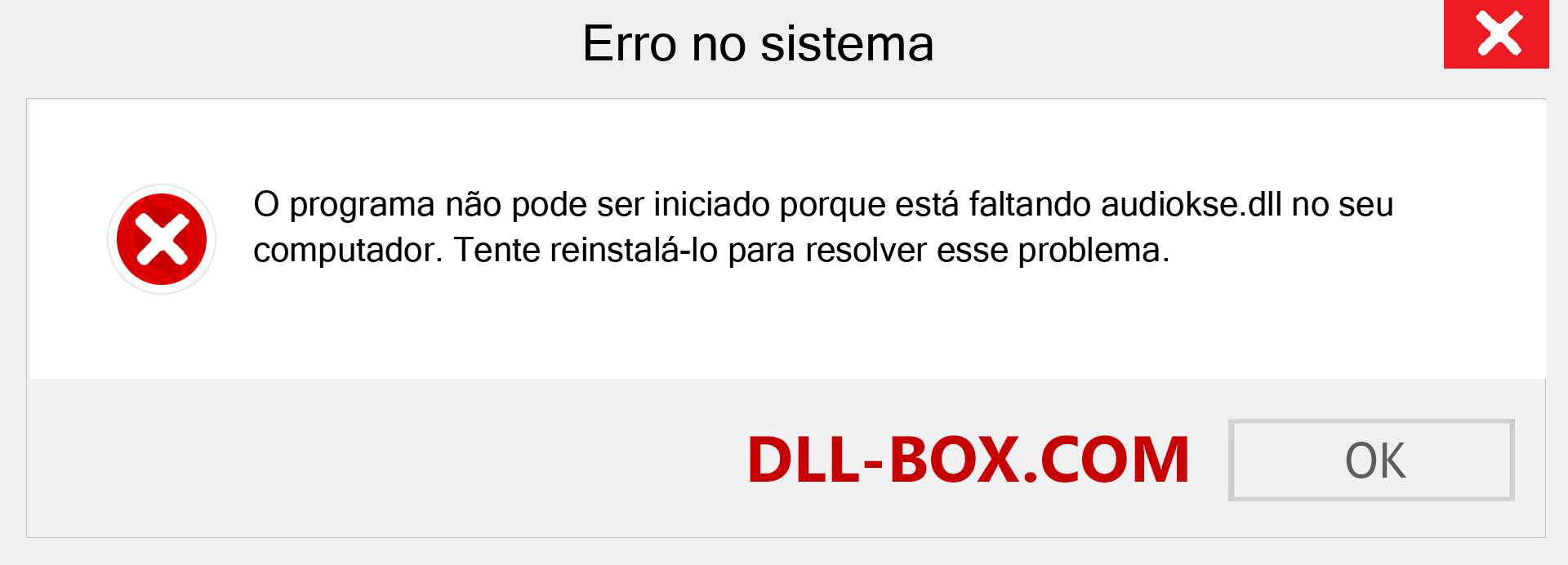 Arquivo audiokse.dll ausente ?. Download para Windows 7, 8, 10 - Correção de erro ausente audiokse dll no Windows, fotos, imagens